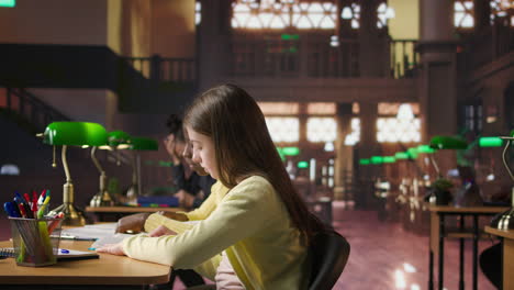 students studying in a library