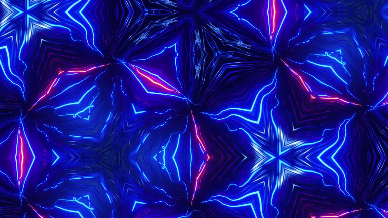 Vj Loop Blue Neon kaleidoscope. Seamless animation.