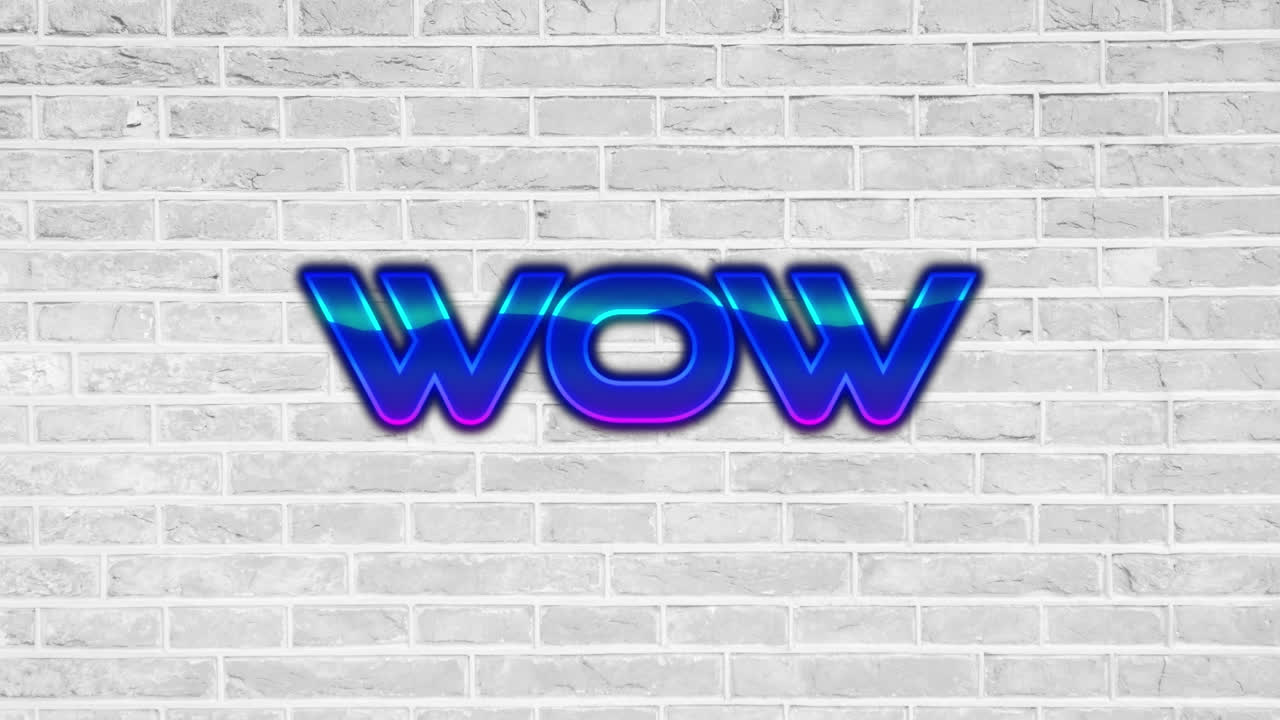 animación de texto wow sobre fondo blanco