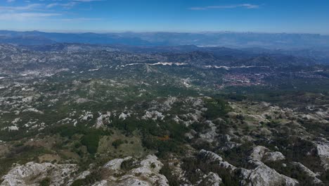 expansive view of lovćen’s rugged terrain under a bright blue sky in montenegro