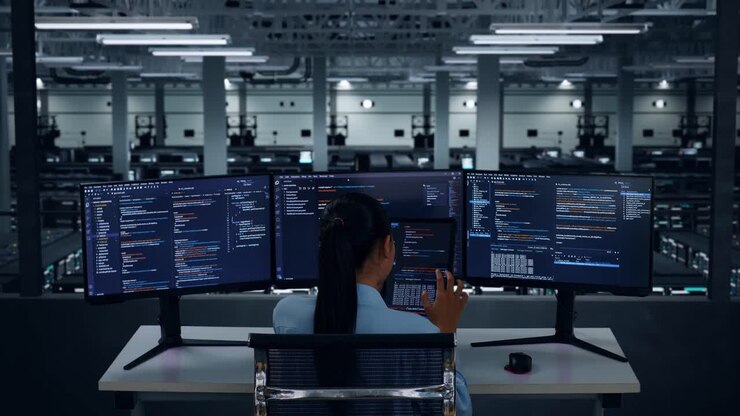 Software Developer Working in a Data Center