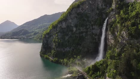 aerial view of the majestic seerenbachfälle in amden betlis, walensee, switzerland, capturing the awe-inspiring power and beauty of nature