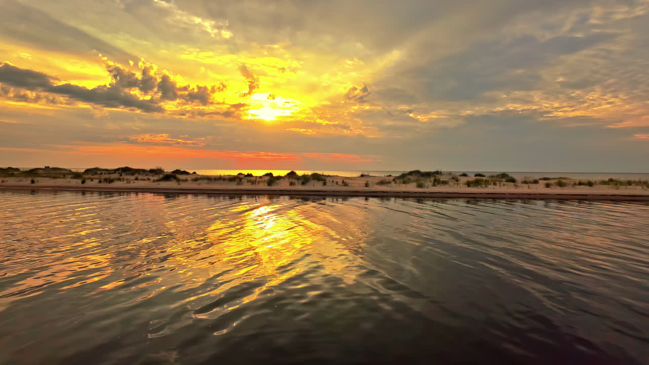 Sunset over Calm Ocean Beach