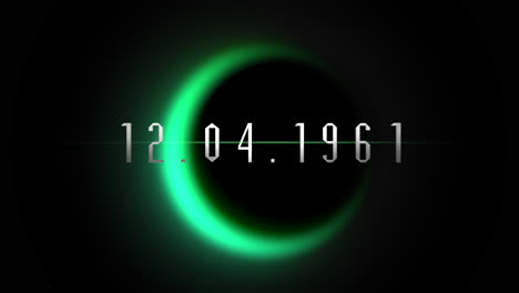 12.04.1961 with green light of black planet in galaxy