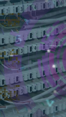 animación del escaneo del alcance y el procesamiento de datos sobre la sala del servidor
