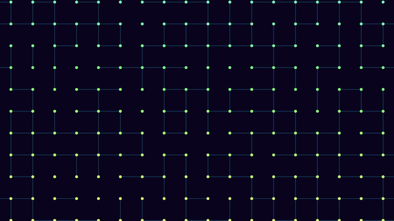 Vibrant black and purple grid intricate pattern of connected squares in various shades