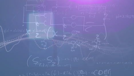 animación de cuadrados en bucle, gráficos y ecuaciones matemáticas sobre un fondo abstracto