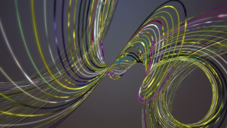 fantastische animation mit teilchenstreifen-wellenobjekt in langsamer bewegung, 4096x2304 schleife 4k