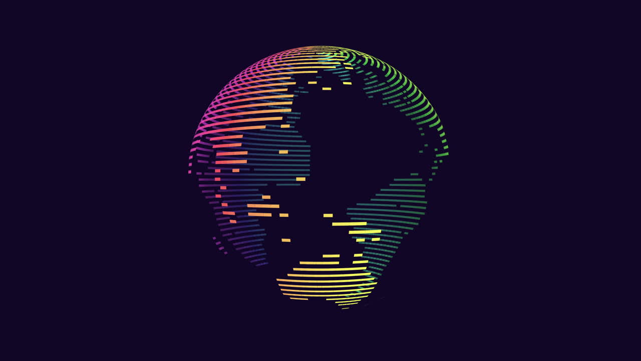 3D world map crafted with dots, each representing a unique location, forming the globe's shape visually. Each dot symbolizes a distinct place on the map