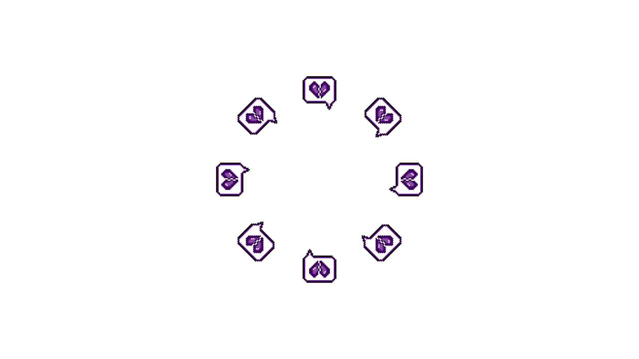 Pixel Art Speech bubble Broken heart Spinning Circle Animated Overlay Transparent 30fps (7)