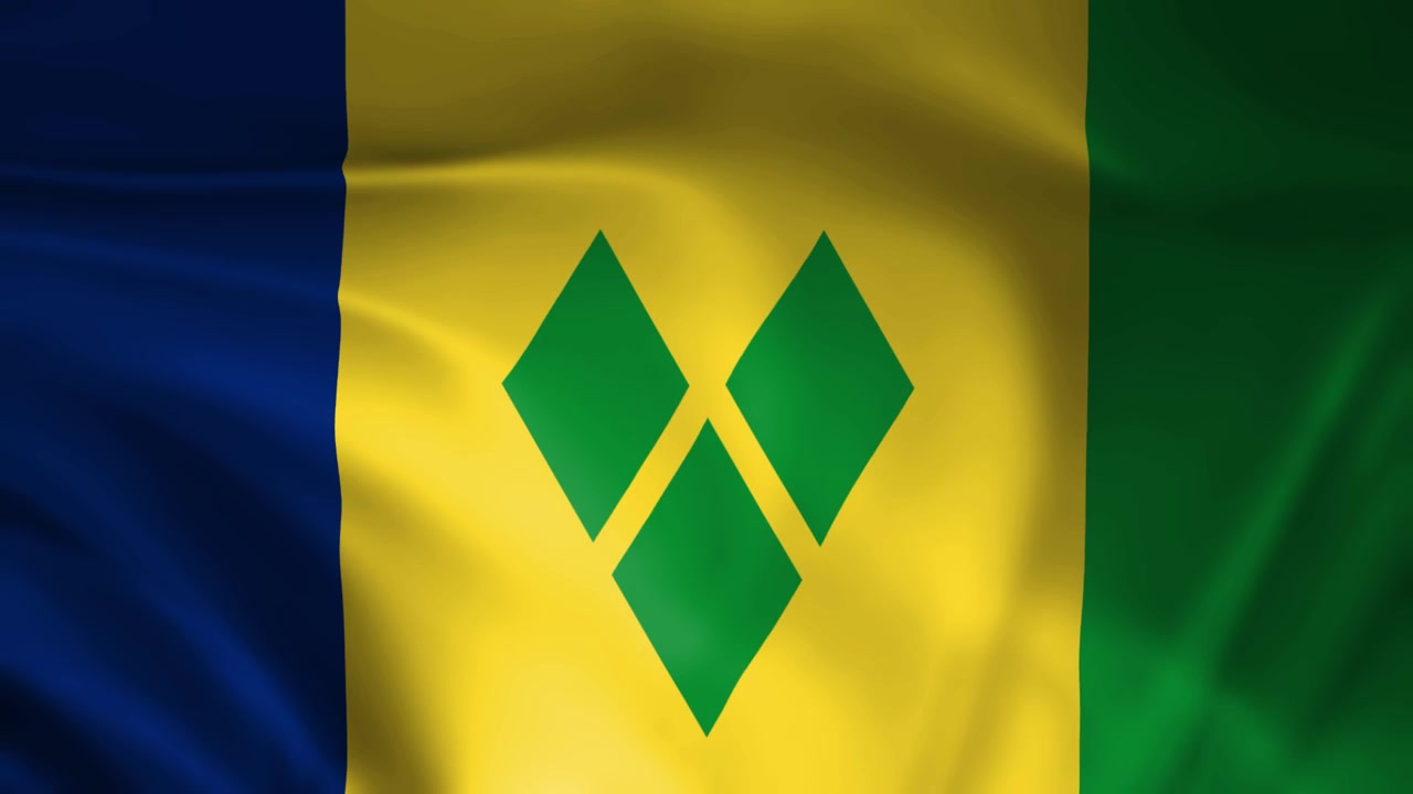 Wehende Flagge von St. Vincent und die Grenadinen