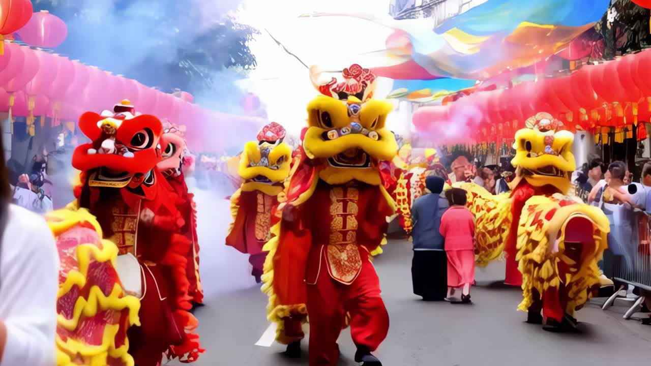 Celebração de Desfile da Dança do Leão