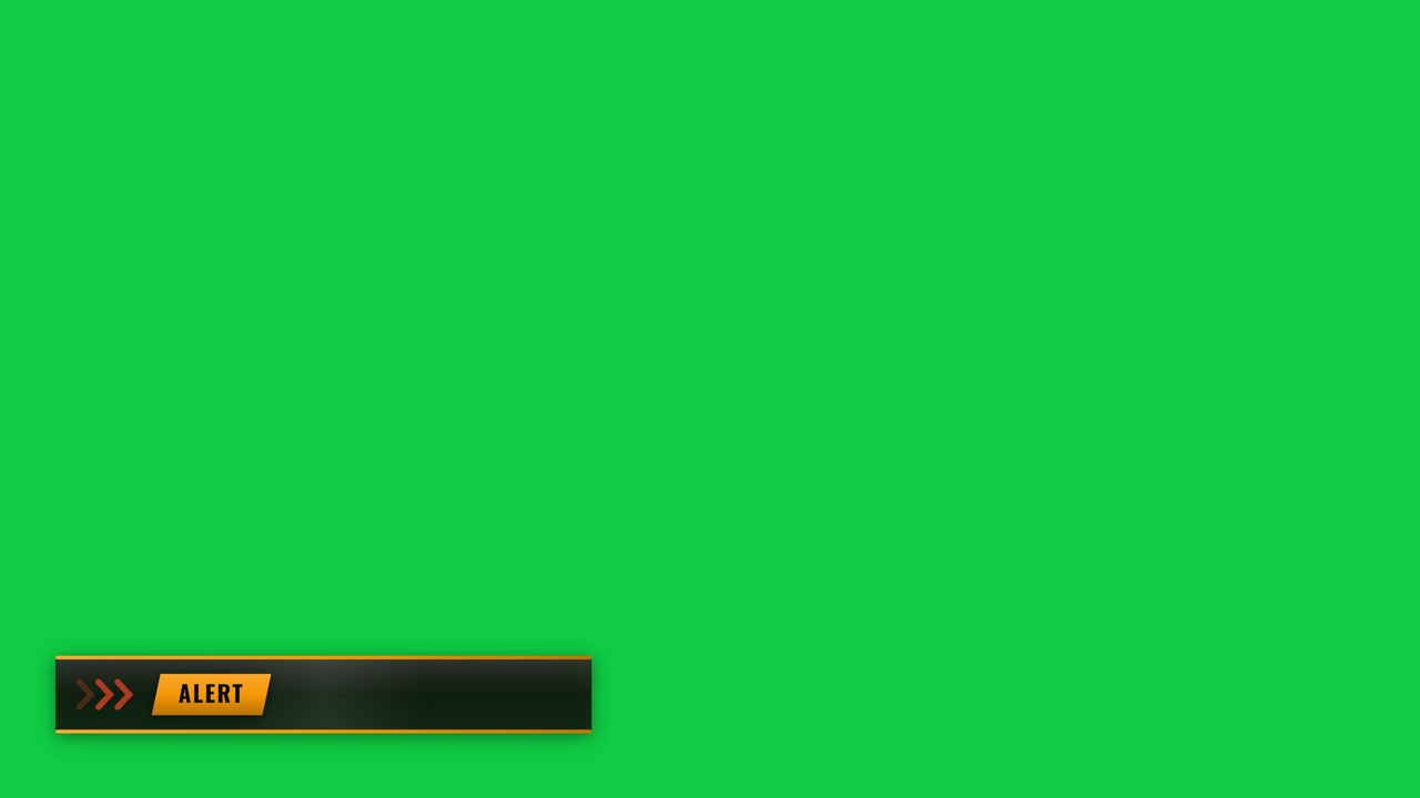 Orange alert lower third warning banner graphic overlay on green screen background template