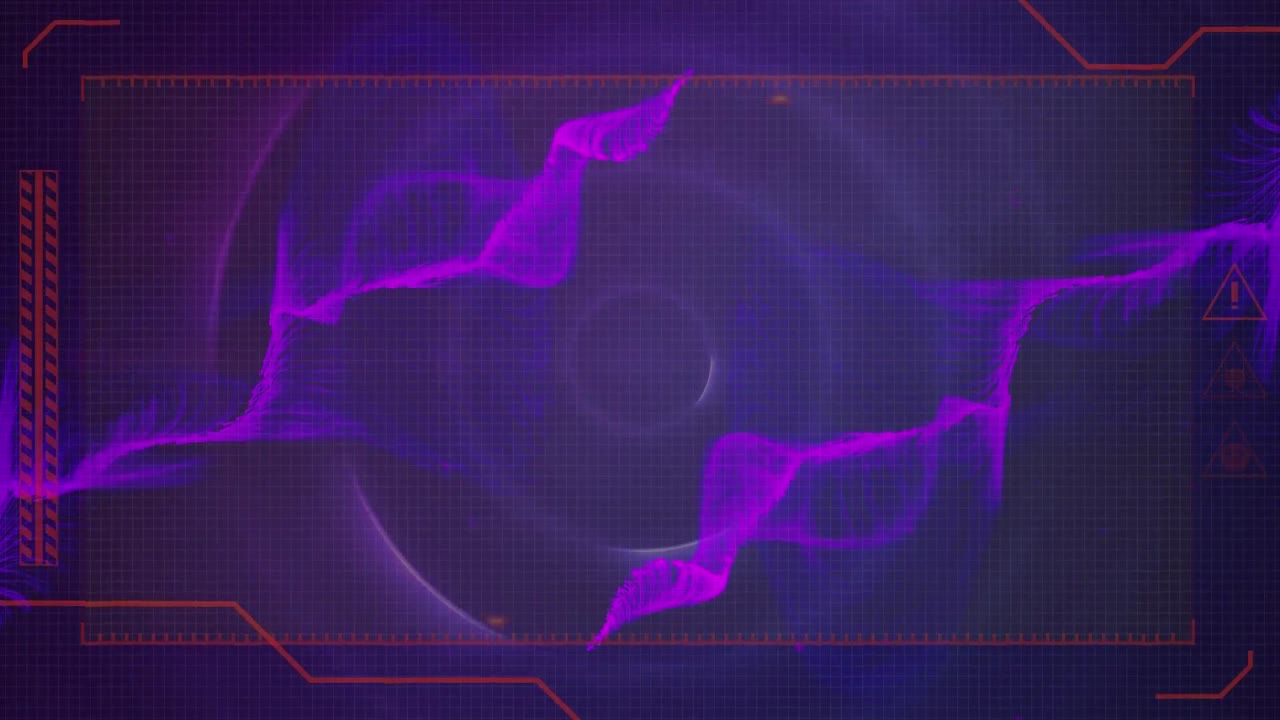 Animation of purple trails over frame and circles