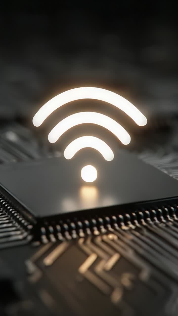 The Evolution of Connectivity: A Close-Up View of a Microchip Transmitting Wireless Signals in a Modern Technological Environment