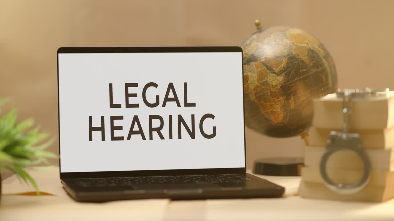 LEGAL HEARING DISPLAYED IN LEGAL LAPTOP SCREEN