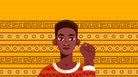 motion graphic de ilustración plana para el día de concienciación negra con el hombre y el puño hacia arriba