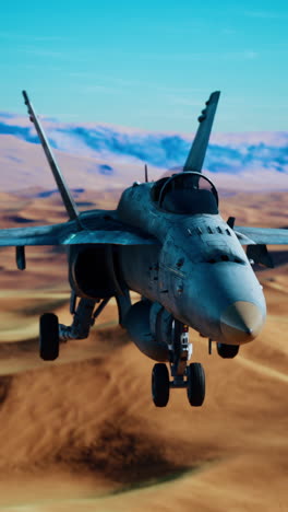 f-18 hornet fighter jet flying over a desert