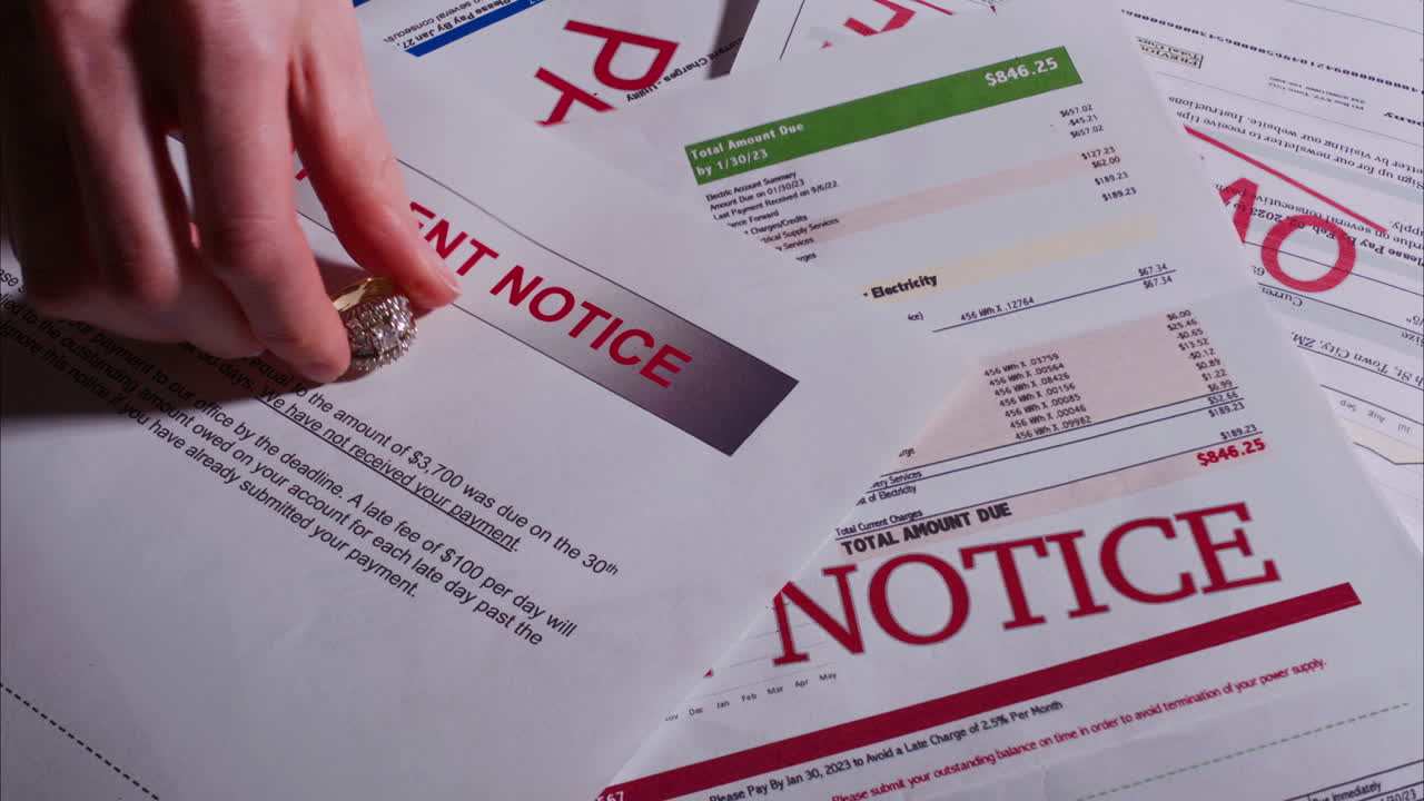 mujer caucásica paga su alquiler tardío con anillo de bodas