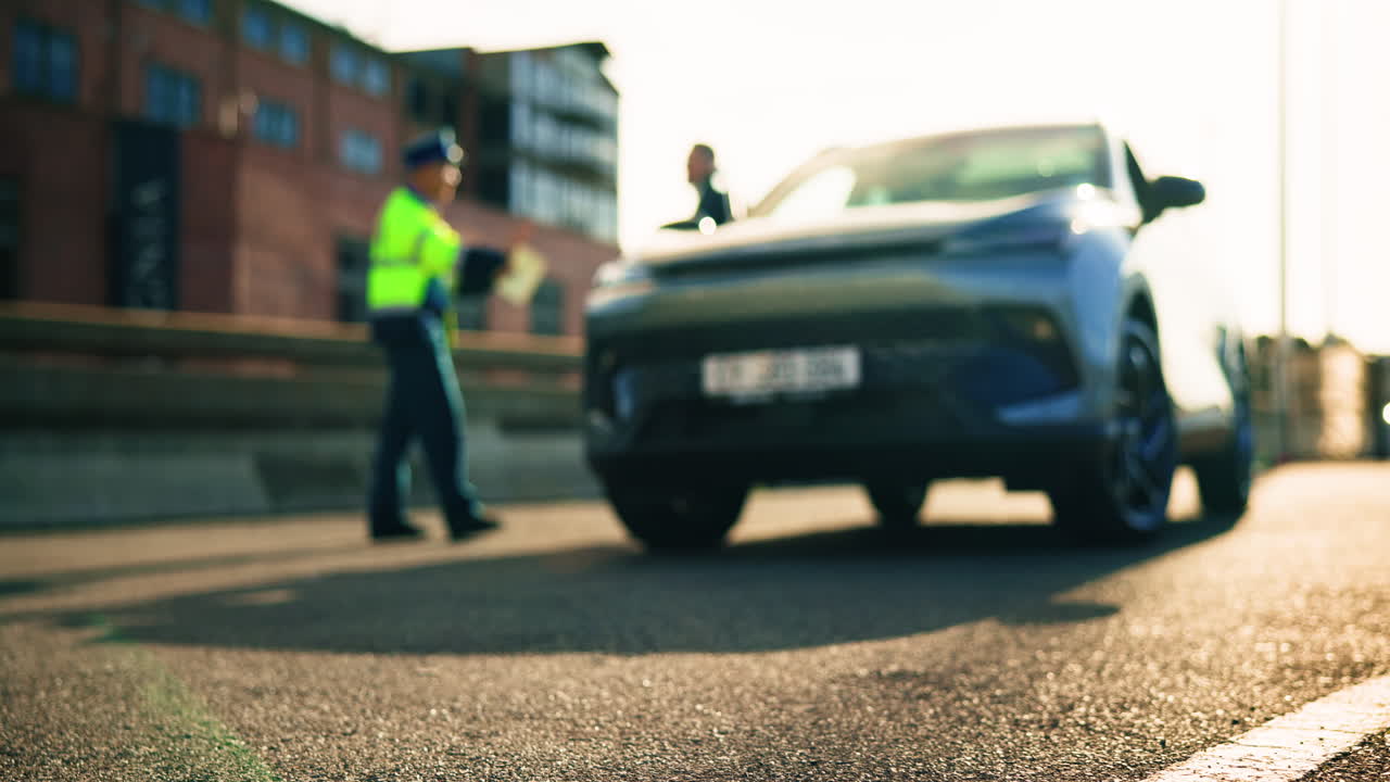Traffic stop involving a police officer and a driver