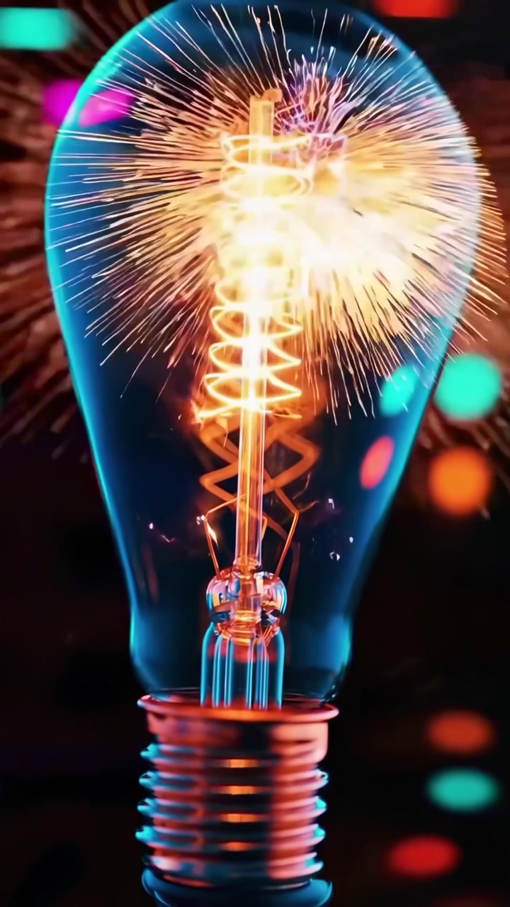 Lampadina astratta con scintille esplosive ed energia vorticosa