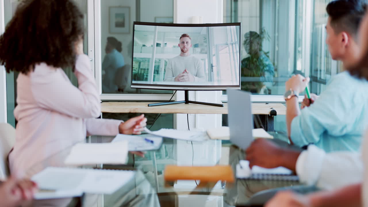 비디오 통화, 컴퓨터 및 비즈니스 사람들