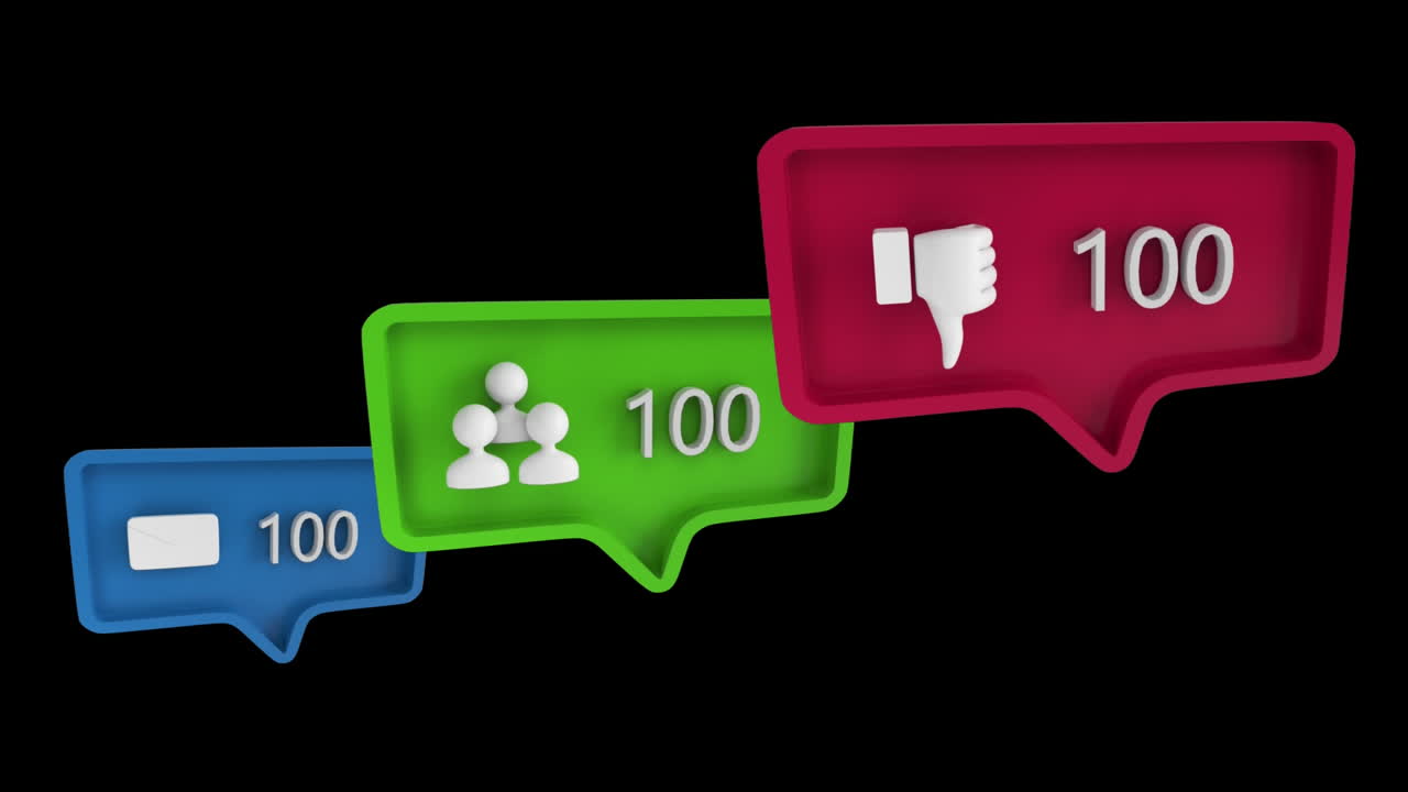 iconos con un número creciente en las redes sociales