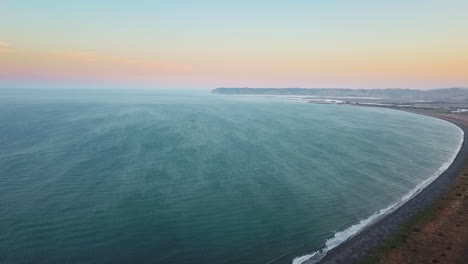 aerial wide shot of cloudy bay or te koko-o-kupe, south island nz