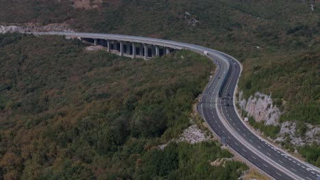 croatian motorway to the south of the country, aerial view.