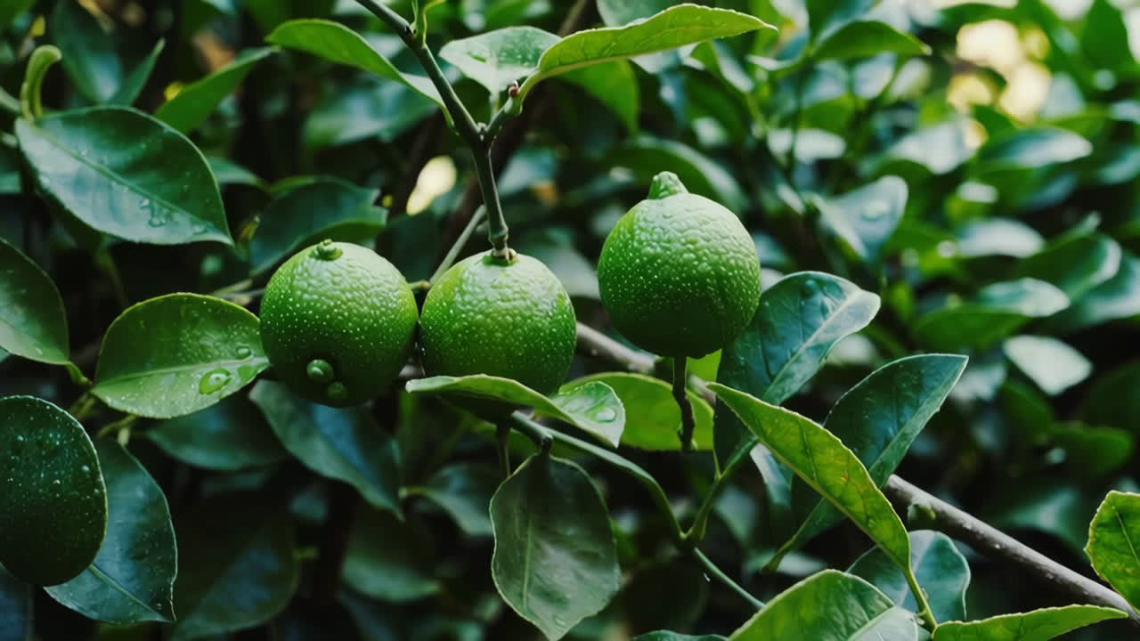 Fresh limes on a lime tree