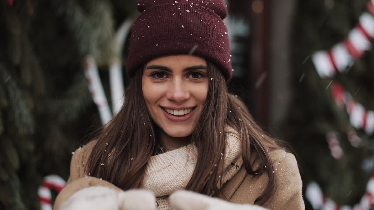 Portrait of a Smiling Woman in Winter