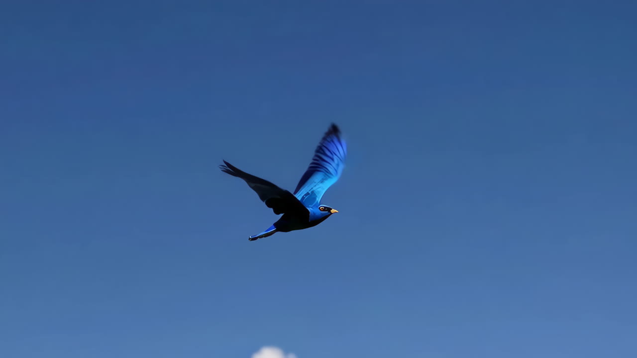 A Blue Bird Soaring in a Clear Sky