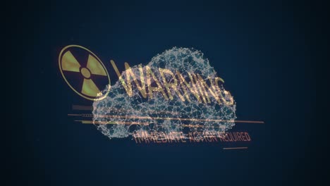 animación del símbolo nuclear sobre la nube