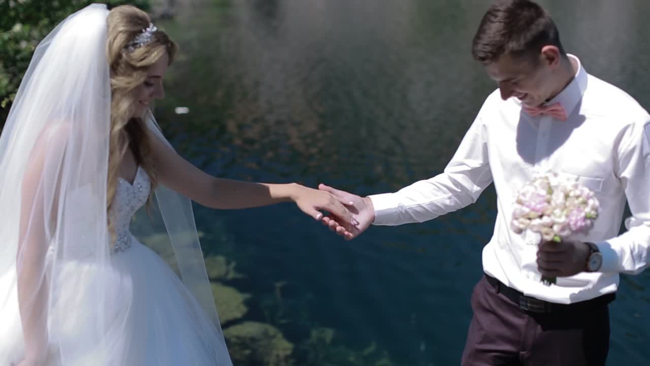 Young Wedding Couple Outdoor. Young wedding couple outdoor. Groom and bride together
