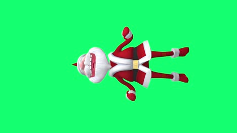 A vertical 3D animation of Santa Claus moving rhythmically, dancing in a festive style against a green screen.