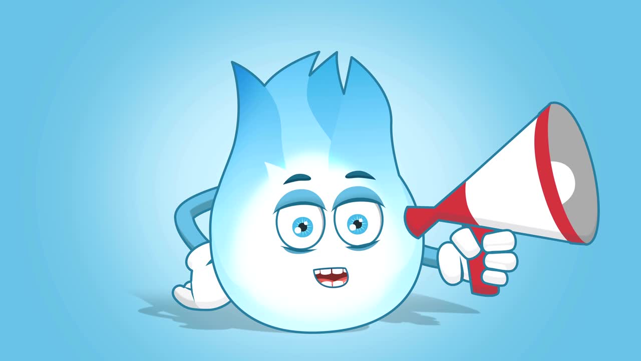 만화 가스 불꽃 스피커와 메가폰과 얼굴 애니메이션 알파 매트