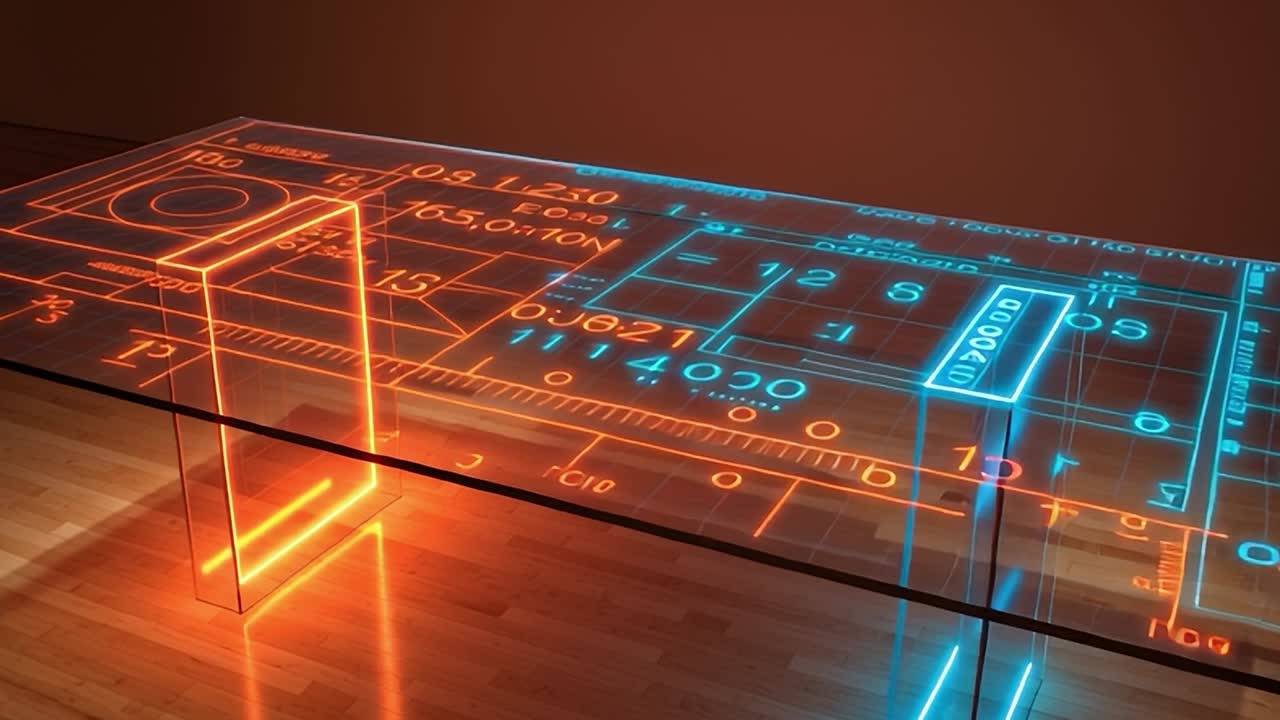 Unique illuminated table design with digital patterns