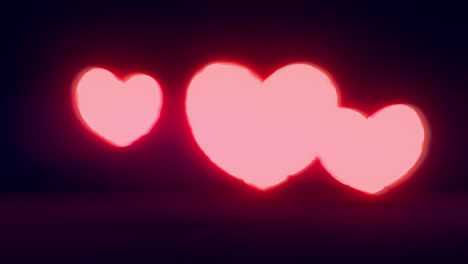 red energy heart shapes on a dark background