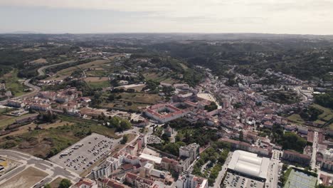 Alcobaça-city,-aerial-establishing-shot