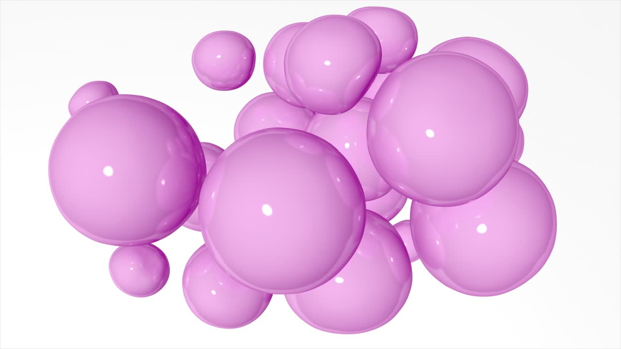 Pink swirling liquid balloon bubbles in abstract 3D animation