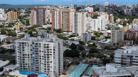 Aerial-view-of-Barranquilla,-Colombia,-with-several-buildings