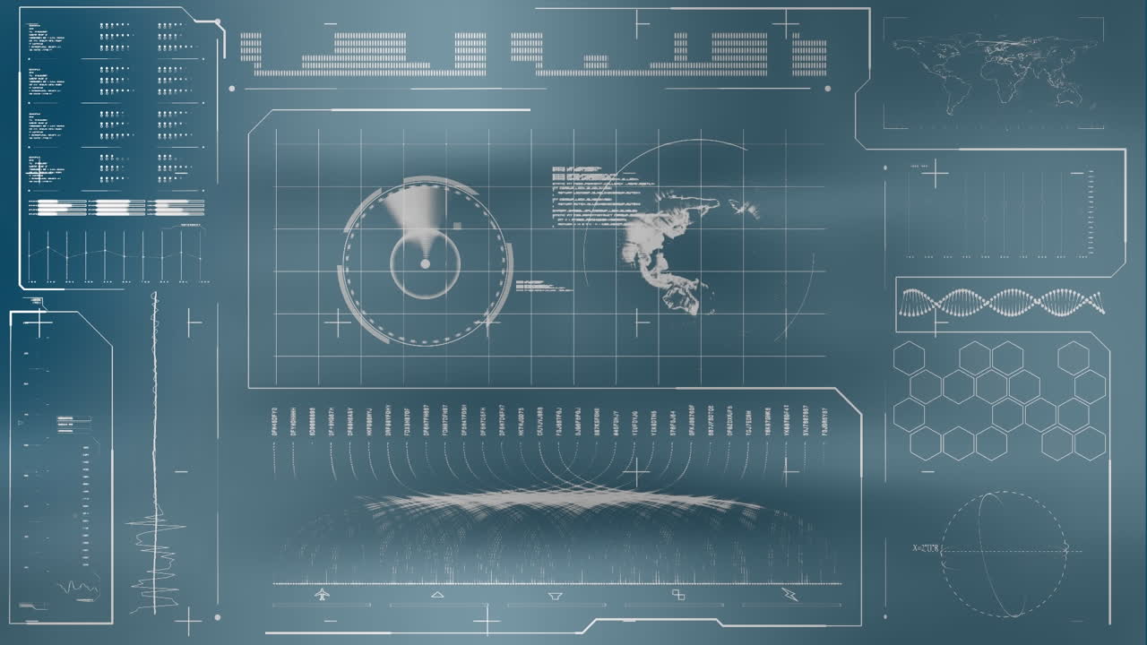 Animation of data processing over blurred background