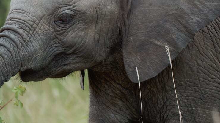 Close-up of an Elephant Calf's Head