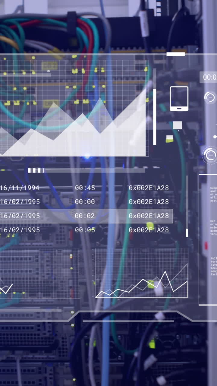 animazione dell'elaborazione dei dati sulla sala server