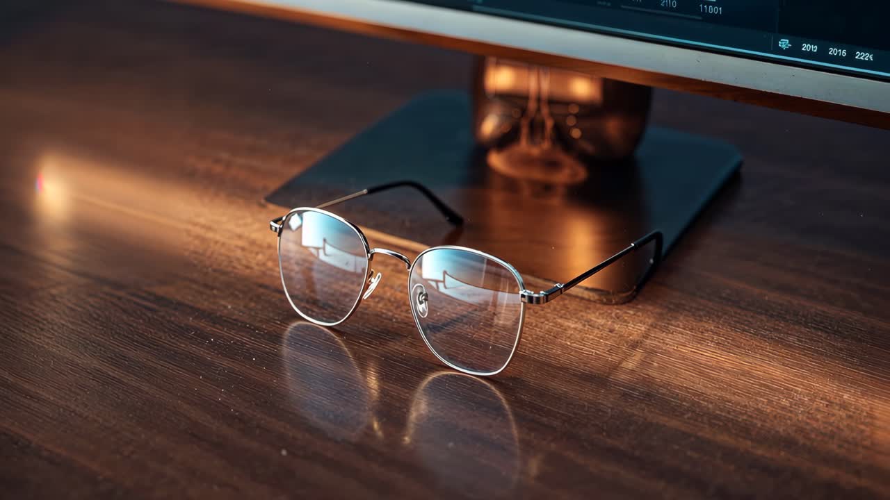 Eyeglasses on a desk