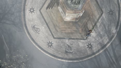 aerial closeup shot of portuguese cobblestones in estrela near avenida da liberdade in lisbon