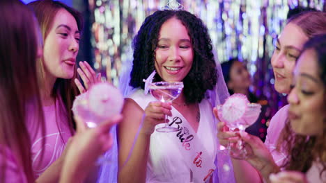 bride and bridesmaids celebrating