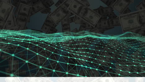 las ondas digitales contra los dólares estadounidenses cayendo