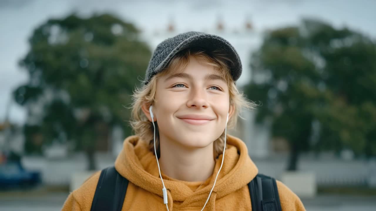 Teen listening to music