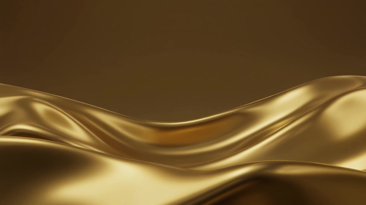 Abstract Background of Flowing Golden Silk Fabric